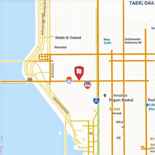 Oakland Local Business Map with Data Layers A detailed Oakland map showcasing local businesses with real-time data overlays