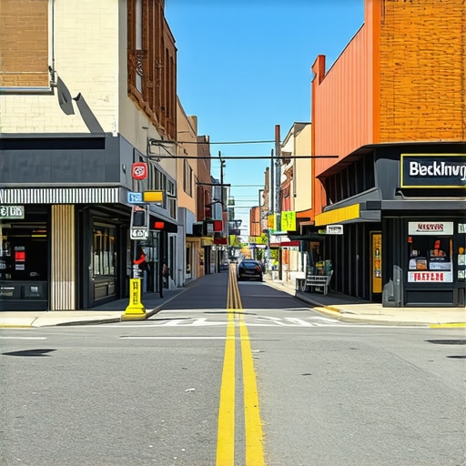 Vibrant Oakland street scene with local businesses and community engagement