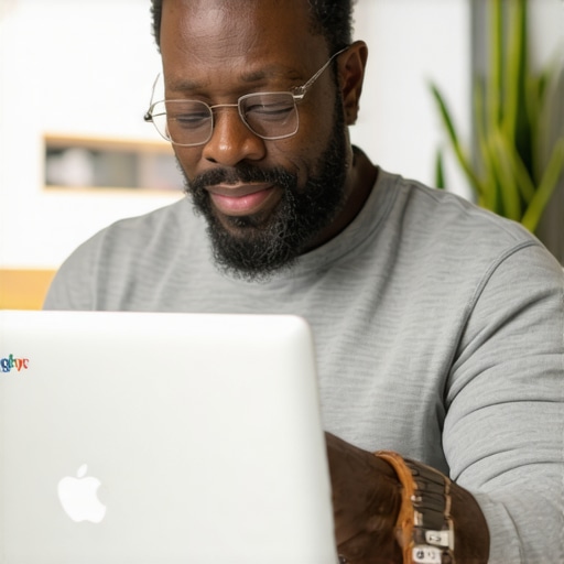 Business owner updating Google My Business profile on a laptop in Oakland