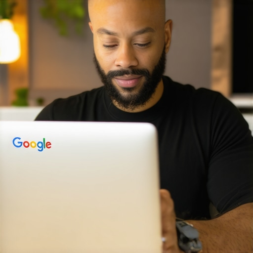 Optimizing GMB Profile Business owner editing Google My Business profile on laptop