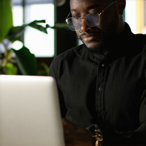 Oakland business owner enhancing Google My Business profile on laptop