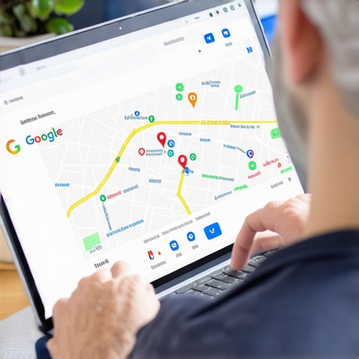 Business owner working on local SEO profile for Oakland shop on a laptop.