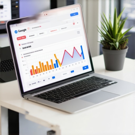 Desk with laptop displaying Oakland local SEO data