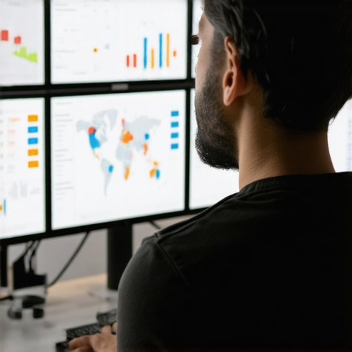 Marketing professional reviewing local SEO metrics and maps