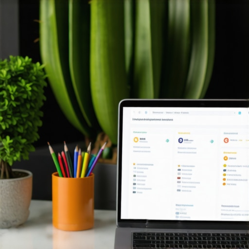 A workspace with SEO analytics tools and a laptop showing local search rankings for Oakland.