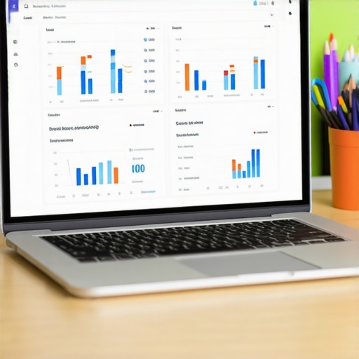 Laptop screen showing SEO analytics dashboards and citation audit software.
